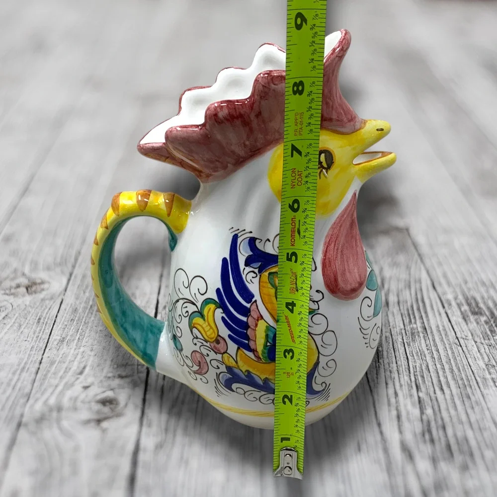 Williams Sonoma Deruta Majolica Raffaellesco Rooster Pitcher Italy Hand Painted